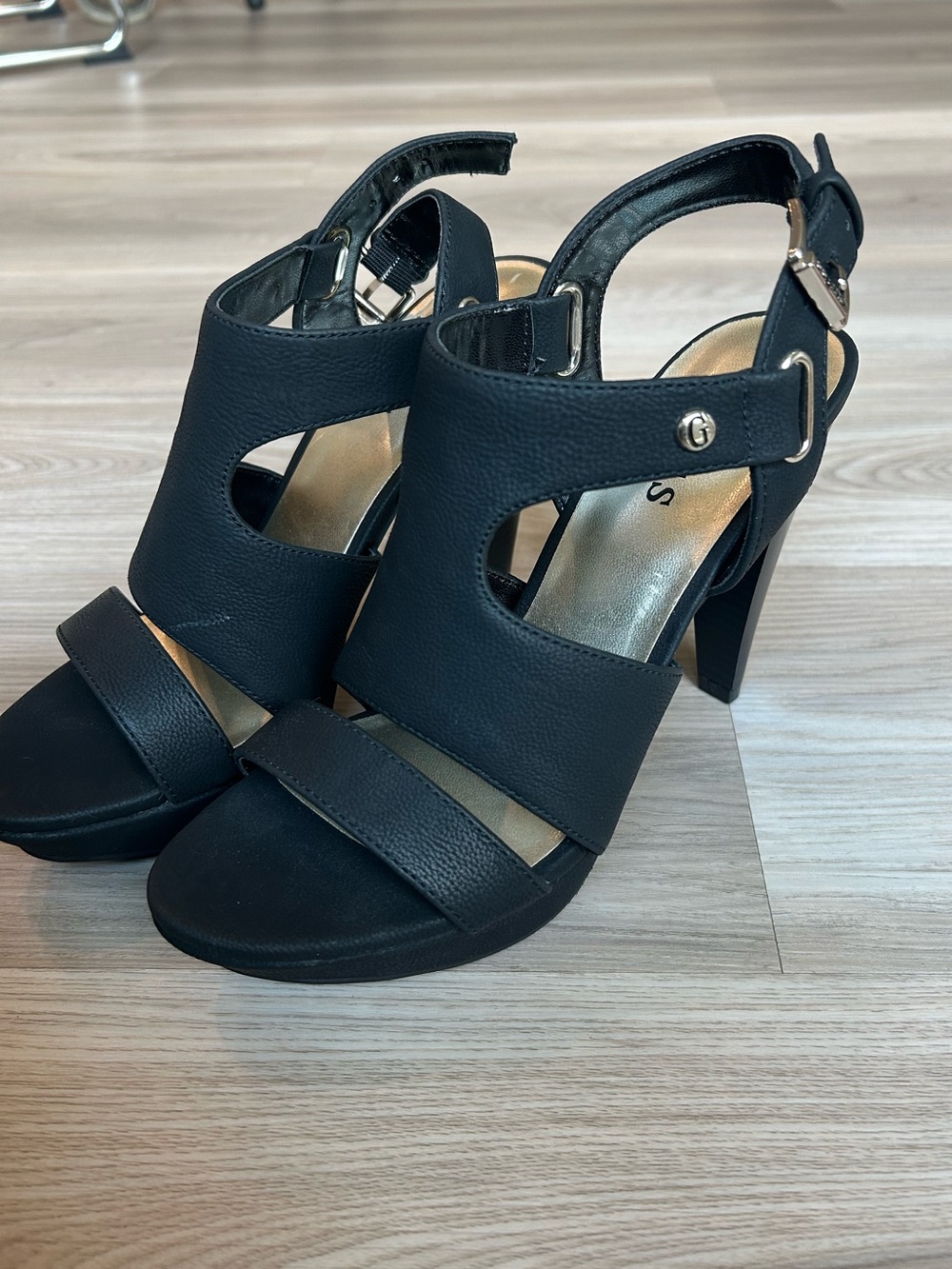 Guess Black Open-Toe Strappy High Heel Sandals